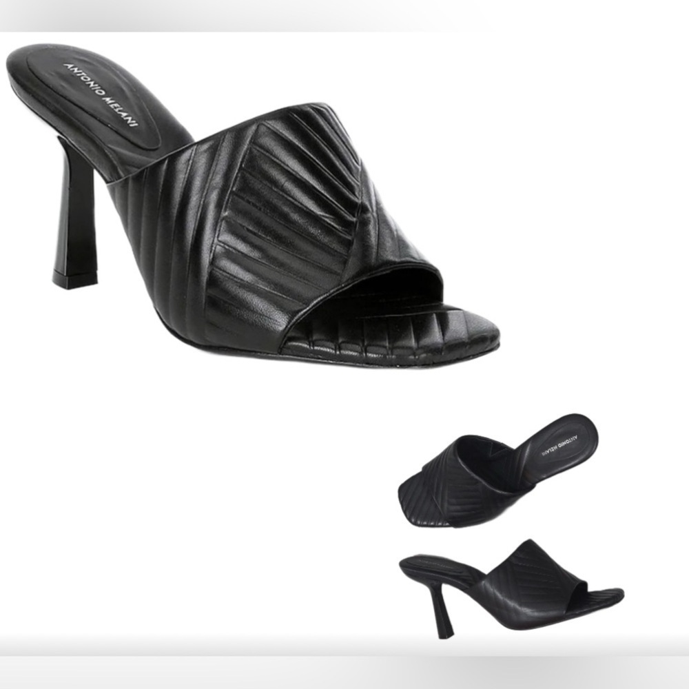 ANTONIO MELANI Black Quilted Mules